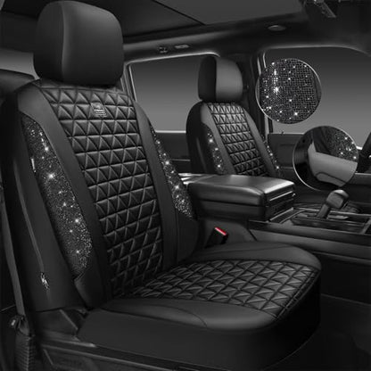 CAR PASS Fundas de asiento de automóvil de cuero con diamant