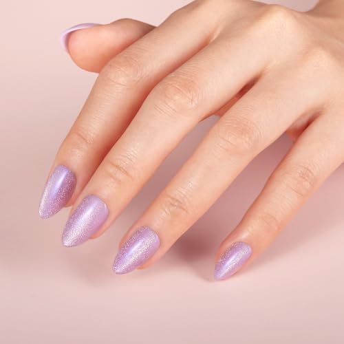 Uñas cortas a presión de almendra, kit de uñas de ojo de gat