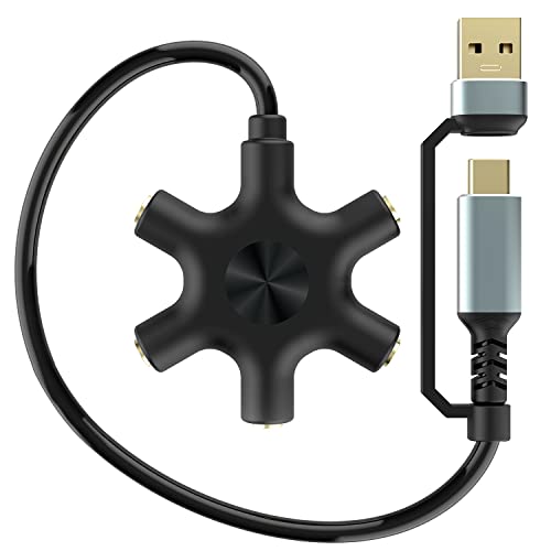 USB A/C a divisor de auriculares, 5-Jack 0.138 in Audio auri