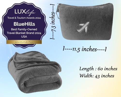 BlueHills Manta de viaje en mini funda suave de felpa de alt