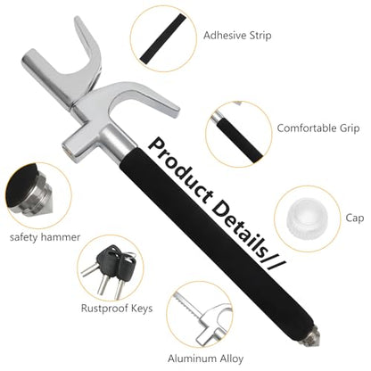 MaySpare Cerradura antirrobo para volante, cerradura retráct