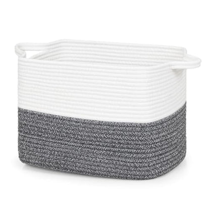 ZLG Cesta tejida de cuerda de algodón con asa, 13.5 x 11 x 9.5 pulgada