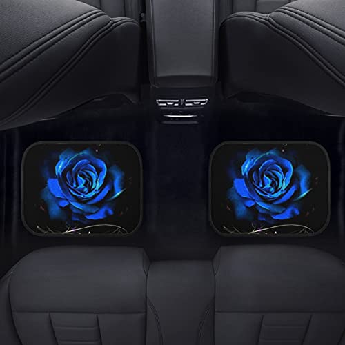 Biyejit Alfombrillas de coche con diseño de rosas azules, al