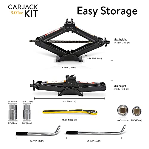 Kit de gato de automóvil | Gato de tijera para automóvil de
