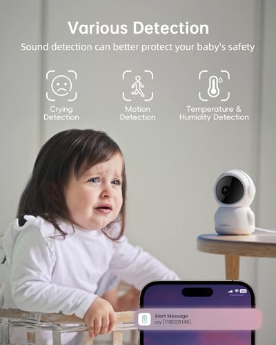 ZUMIMALL Cámara de seguridad para interiores, monitor de beb