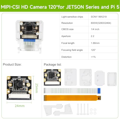 Yahboom Cámara HD IMX219 con funda, módulo de cámara FOV de