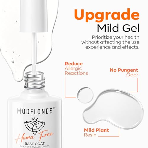 modelones Capa base de esmalte de uñas de gel, 0.3 fl oz con