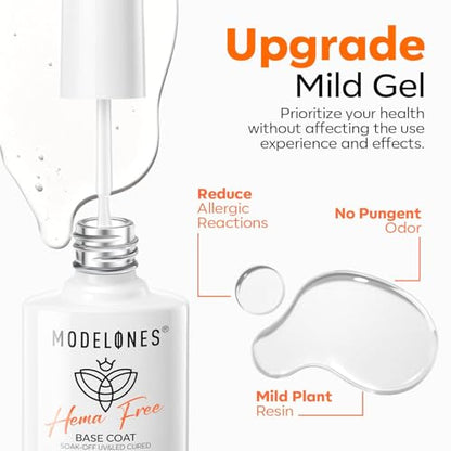 modelones Capa base de esmalte de uñas de gel, 0.3 fl oz con