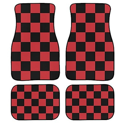 Juego de 4 alfombrillas a cuadros para automóvil, patrón geo