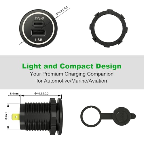 YM1218 USB tipo C 28W cargador rápido impermeable con tapa t