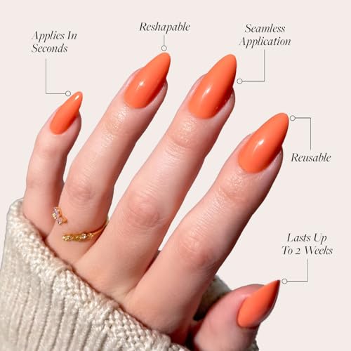 Glamnetic Uñas a presión – Mandarina suave | Naranja almendr
