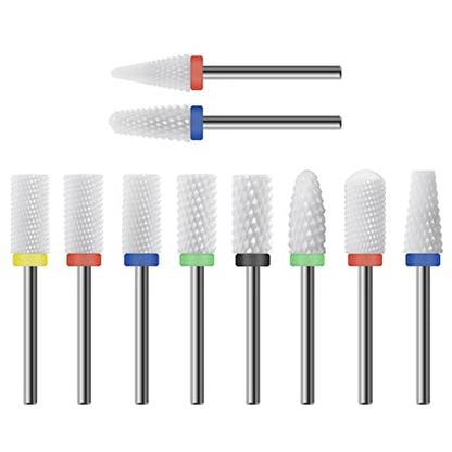 Broca de cerámica para uñas, 10 brocas de uñas 3/32 para uña