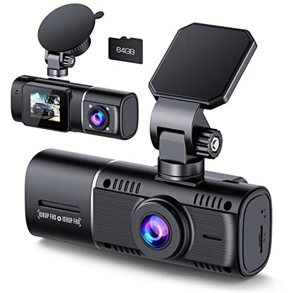 Cámara dual frontal e interna para auto, 1080p, cámara infra