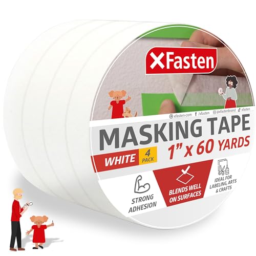 XFasten Cinta adhesiva blanca artesanal, 1 pulgada x 60 yard