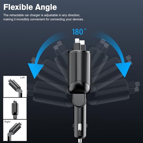 PLDHPRO Cargador de coche retráctil 4 en 1 62 W adaptador de