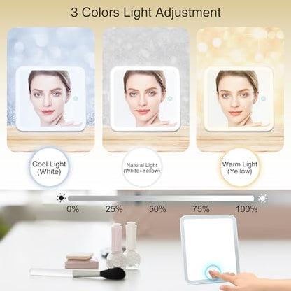 Relavel Bolsa de maquillaje de viaje con espejo LED, estuche