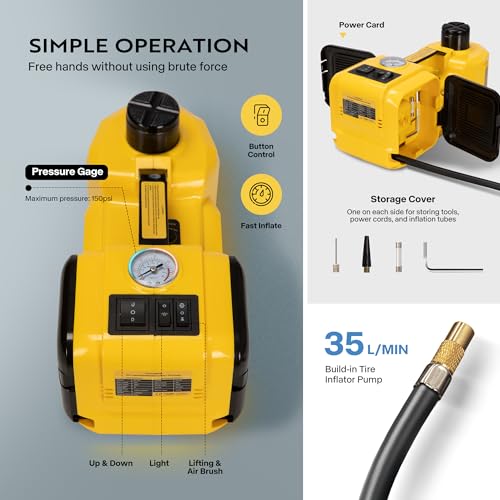 VIVOHOME Gato eléctrico para automóvil de 5 toneladas 12 V,