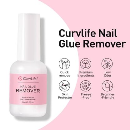 Curvlife Pegamento removedor de pegamento de uñas multifunci