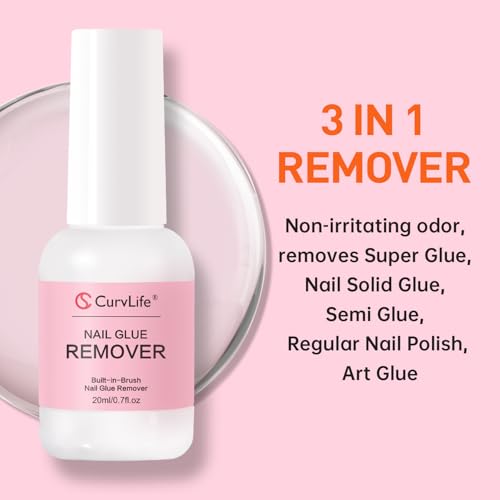 Curvlife Pegamento removedor de pegamento de uñas multifunci