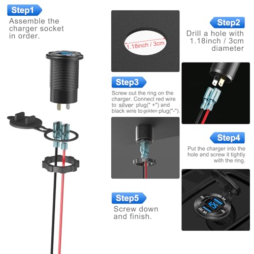 Cargador de aluminio con salida USB de 4 puertos y 12 V, 78