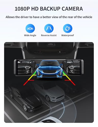 Cámara de respaldo de 12 pulgadas con espejo 4K con WiFi, cá