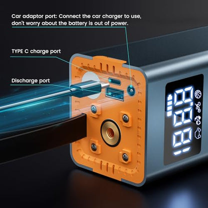 Inflador de neumáticos, compresor de aire portátil de 12 V C