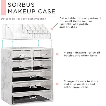 Sorbus Organizador de maquillaje cosmético transparente, alm
