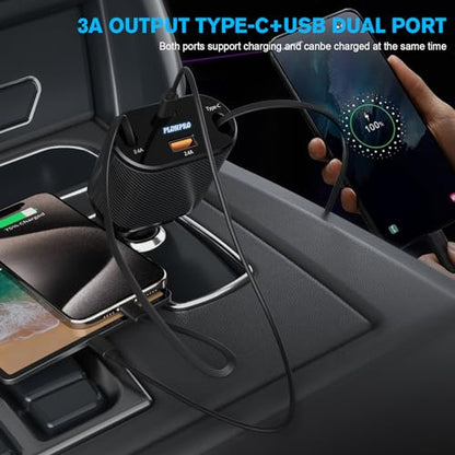 PLDHPRO Cargador de coche retráctil 4 en 1 62 W adaptador de