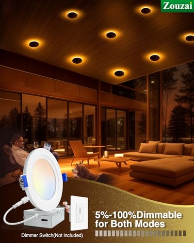zouzai Paquete de 12 luces LED empotrables de techo 5CCT de