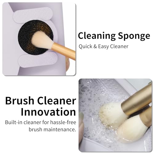 Silicone Makeup Brush Holder with Cleaning Pad - Travel Brus