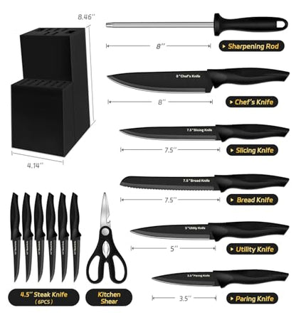 XANAPON Juego de cuchillos de cocina de 14 piezas, acero ino