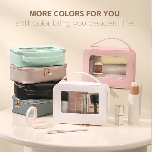 Bolsa de maquillaje transparente con asa, bolsa grande de as