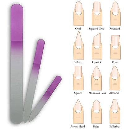 Limas de uñas de vidrio con estuche, juego de manicura para