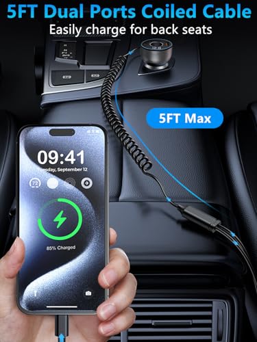 5 in 1 USB C Car Charger Adapter, 190W Multi USB Cigarette L
