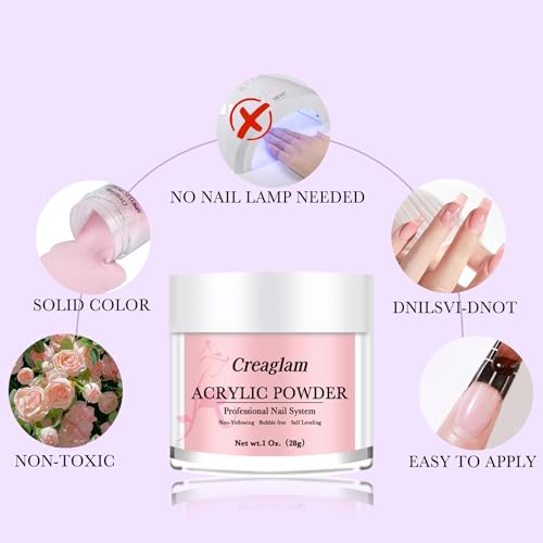 Polvo acrílico súper para uñas: 3 piezas de polímero rosa de