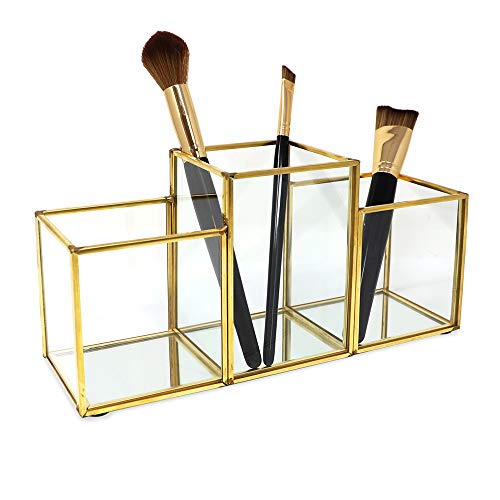 Isaac Jacobs Soporte para brochas de maquillaje de 3 compart