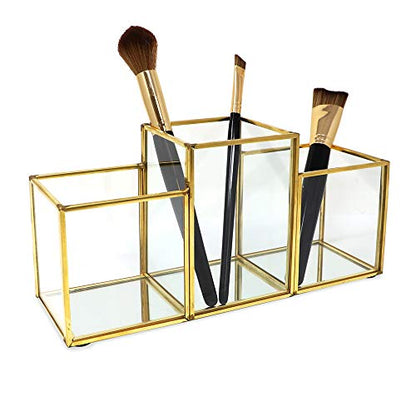 Isaac Jacobs Soporte para brochas de maquillaje de 3 compart