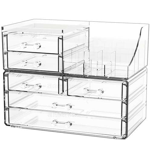 Cq acrylic Organizadores de maquillaje para tocador con 6 ca