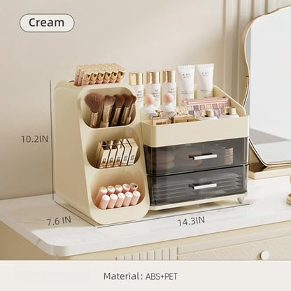 Organizador de maquillaje con cajones para tocador, espacios