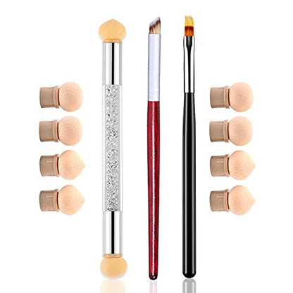 WOKOTO Juego de 3 pinceles de uñas ombré para uñas con 8 esp