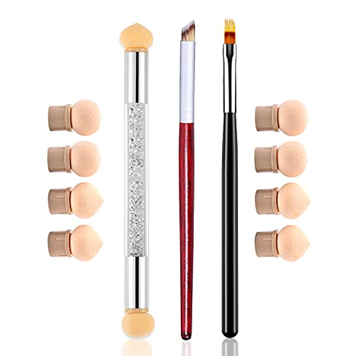 WOKOTO Juego de 3 pinceles de uñas ombré para uñas con 8 esp