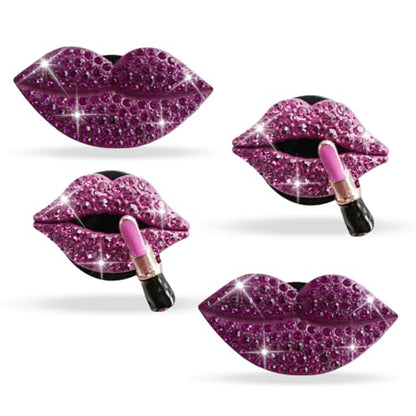 4 clips de ventilación de labios de color rojo rosa, con dia