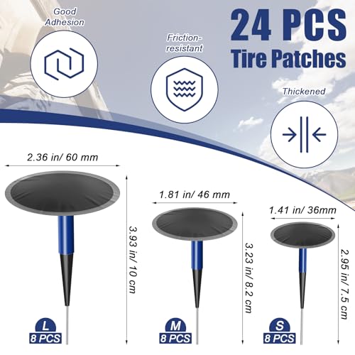 Kit de parches de neumáticos de 24+3 piezas, 24 piezas de re