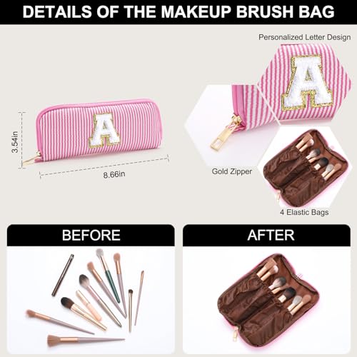 YOOLIFE Bolsa de maquillaje con inicial de 3 unidades, bolsa