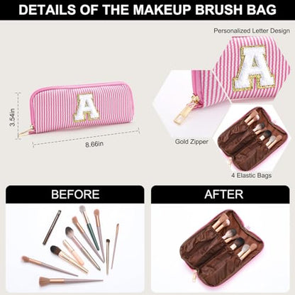 YOOLIFE Bolsa de maquillaje con inicial de 3 unidades, bolsa