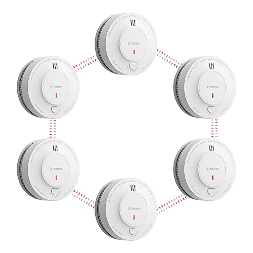 X-Sense Detector de humo inalámbrico interconectado con bate