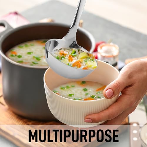 Zulay Kitchen Cucharón de sopa de acero inoxidable de 13 pul