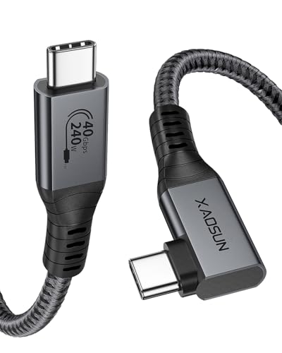 XAOSUN Cable Thunderbolt 4 de 240 W en ángulo recto de 3.3 p