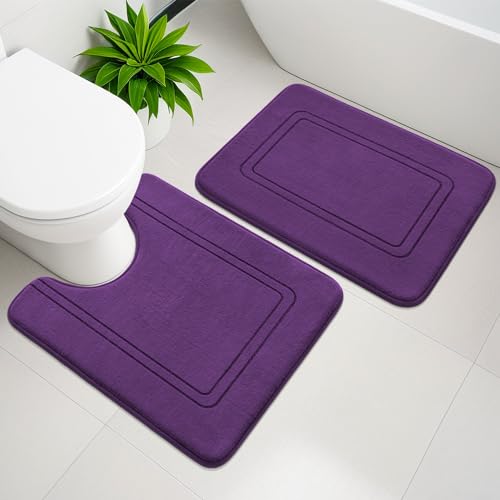 YIHOUSE Juego de 2 tapetes de baño de espuma viscoelástica,