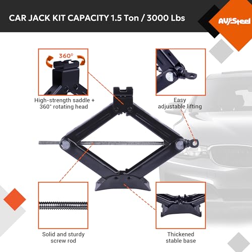 Gato de tijera para automóvil de 1.5 toneladas (3306 libras)